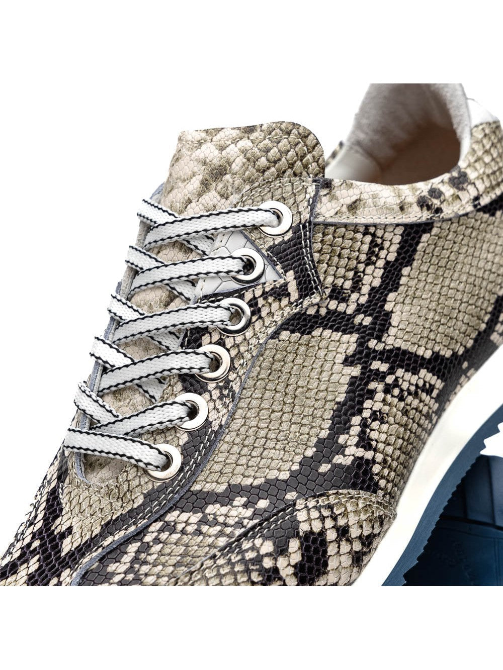 Peri Python Embossed Italian Calfskin Sneakers Black / White Zelli