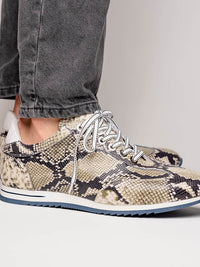 Peri Python Embossed Italian Calfskin Sneakers Black / White Zelli