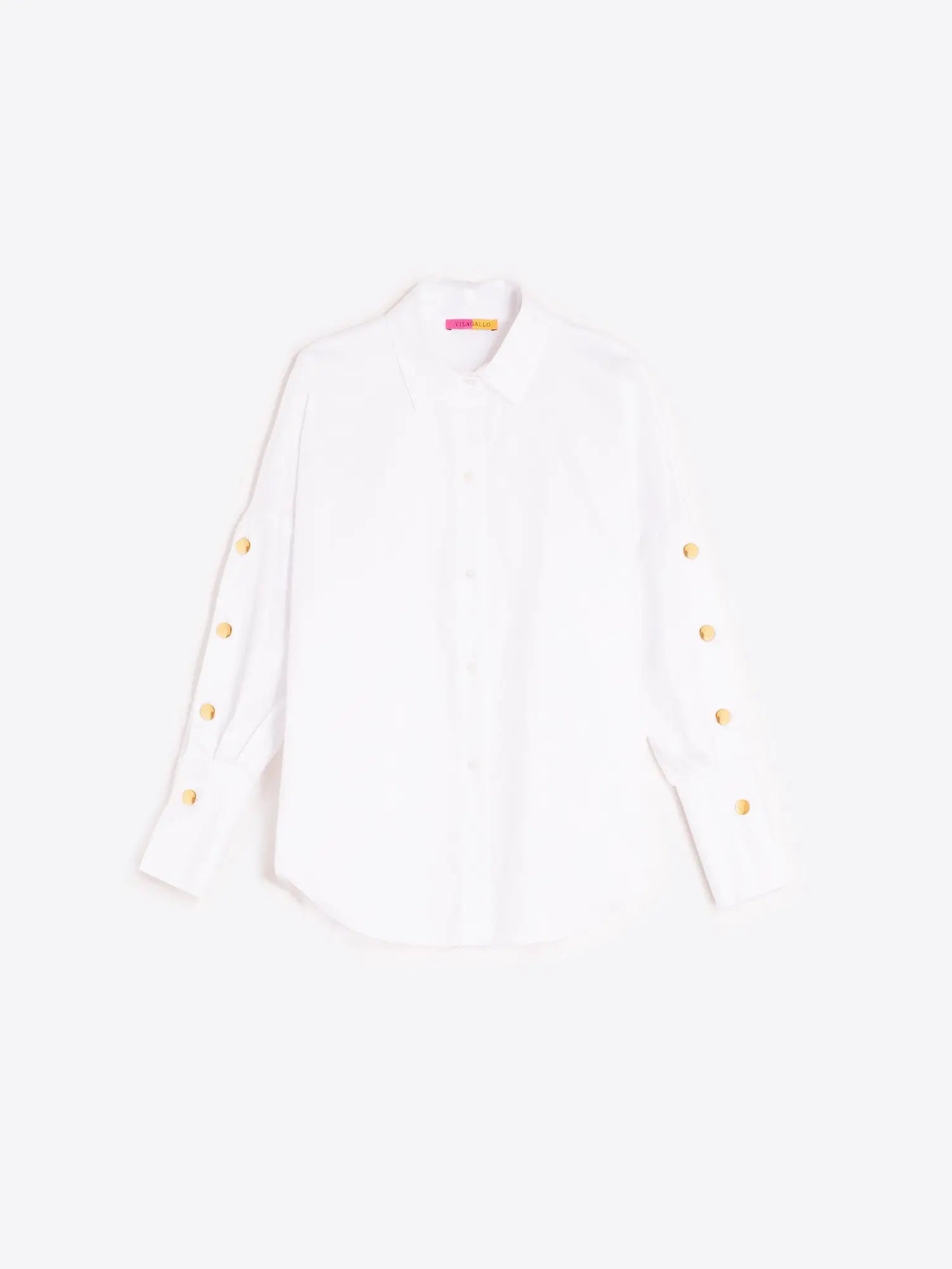 White Shirt with Gold Sleeve Buttons Vilagallo