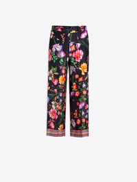 Lucia Black Floral Print Trousers Vilagallo