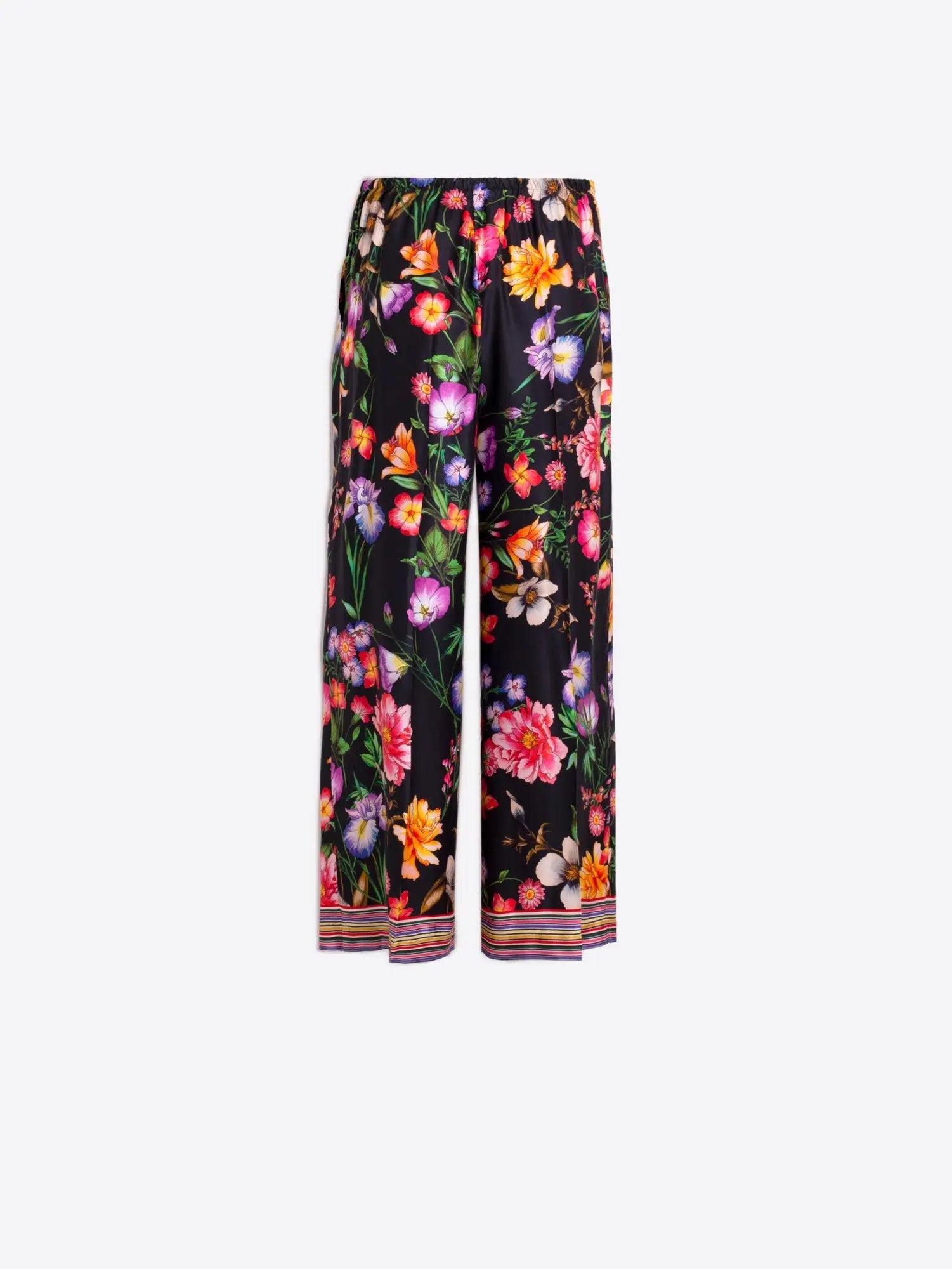 Lucia Black Floral Print Trousers Vilagallo