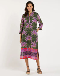 Kallan Midi Dress- Decorative Frond Loden Jude Connally