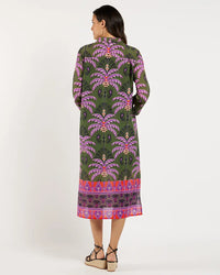 Kallan Midi Dress- Decorative Frond Loden Jude Connally