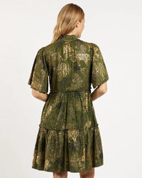 Shirley Mini Dress - Tiger Safari Loden Gold Jude Connally