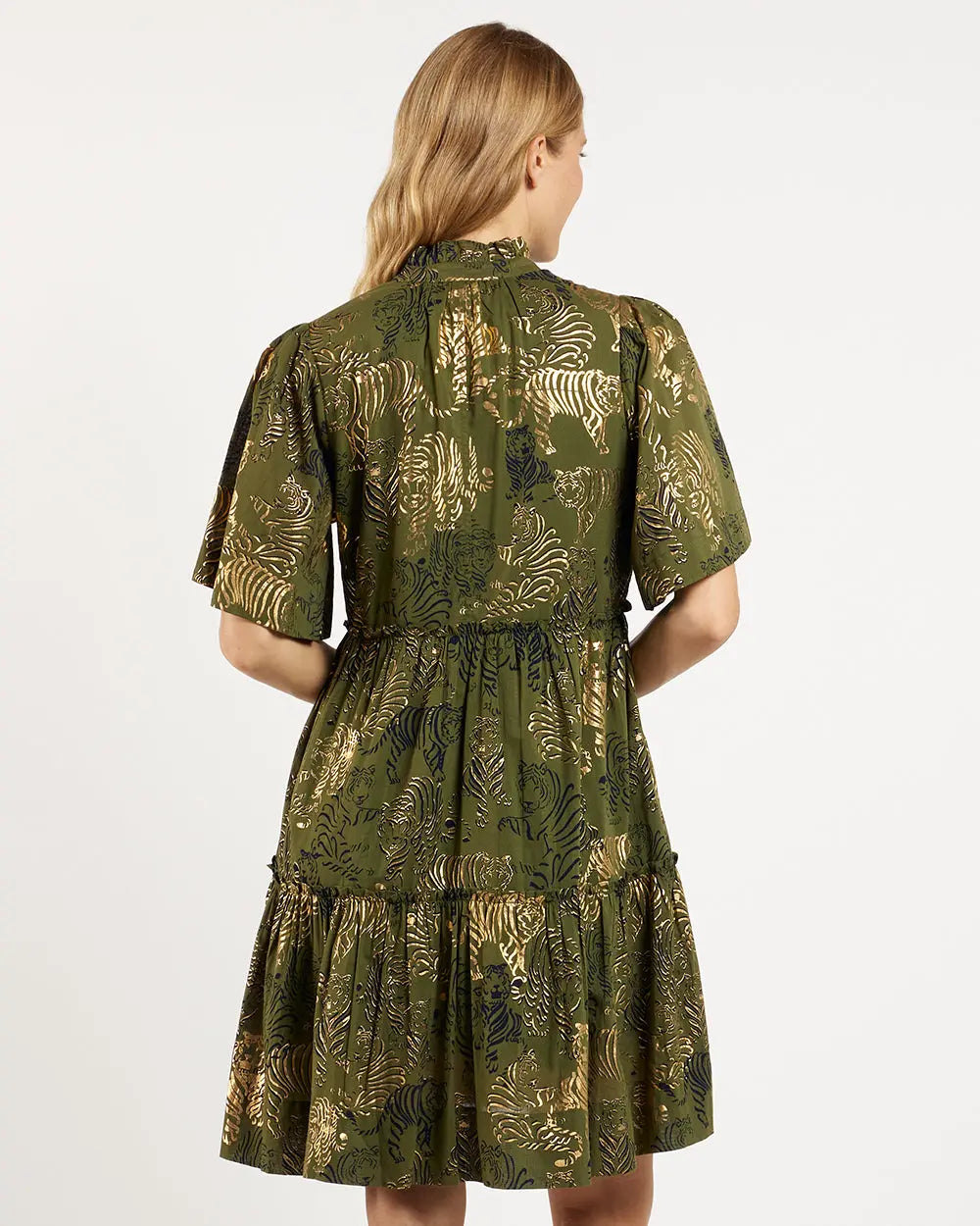 Shirley Mini Dress - Tiger Safari Loden Gold Jude Connally