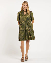 Shirley Mini Dress - Tiger Safari Loden Gold Jude Connally