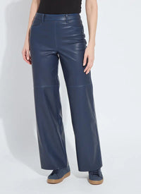 Cortina Wide Leg Vegan Leather Pants - Deep Blue Lysse