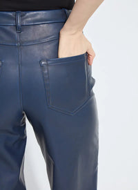 Cortina Wide Leg Vegan Leather Pants - Deep Blue Lysse
