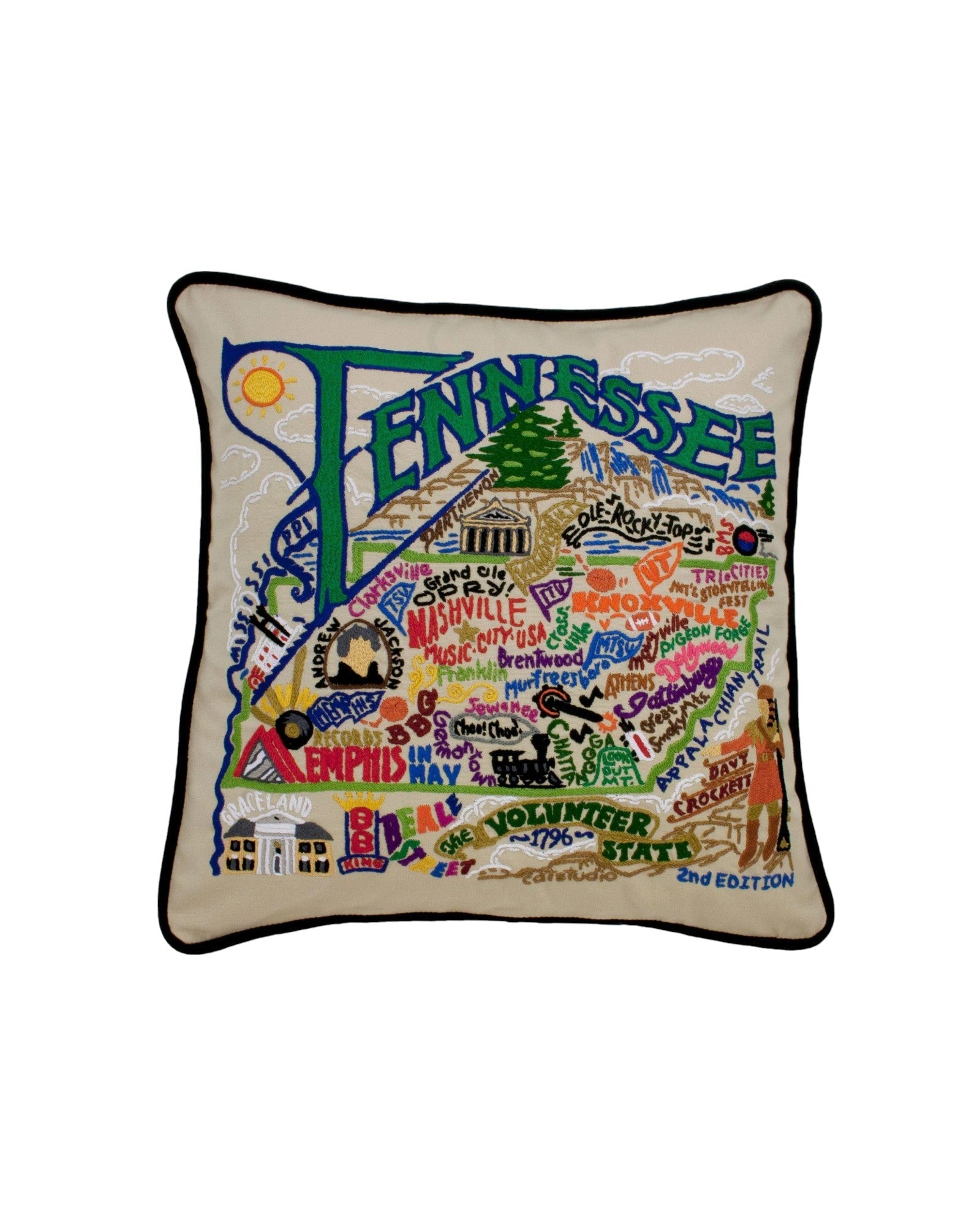 Tennessee Hand-Embroidered Pillow Catstudio