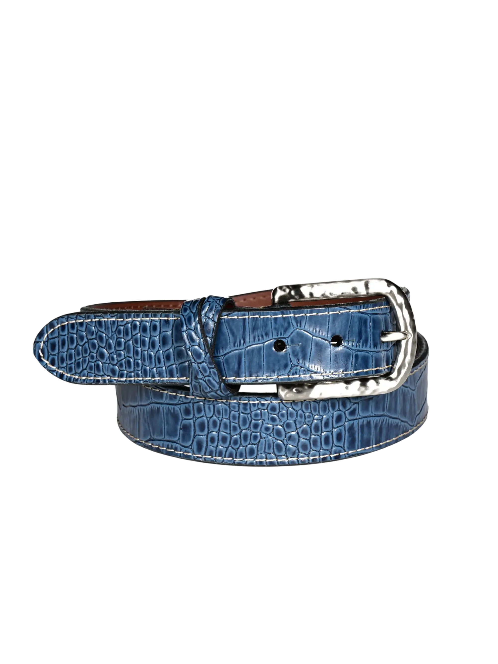Alligator Grain Calf Belt - Blue Torino