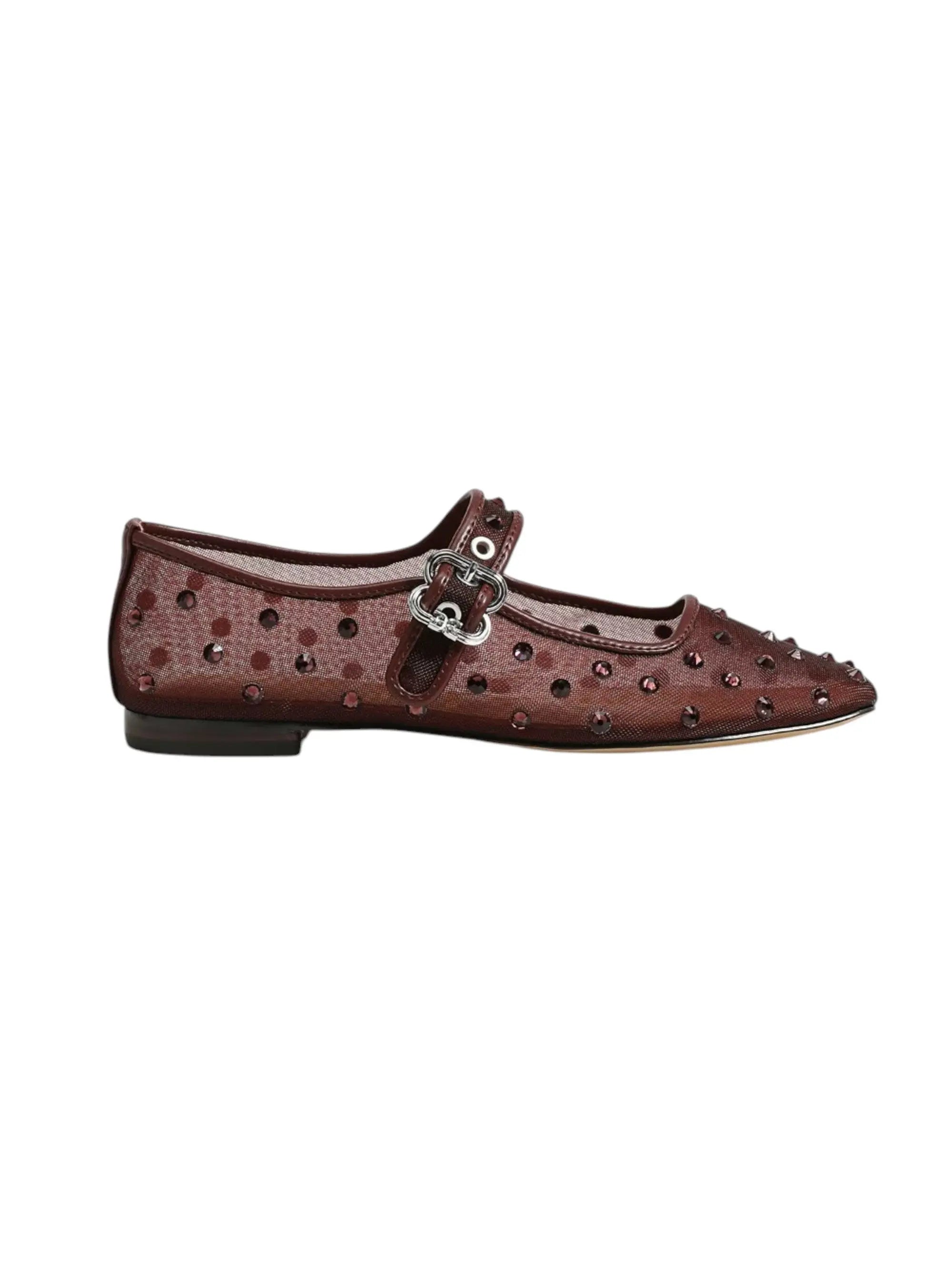 Michaela Shine Mary Jane Flat - French Merlot Mesh Fabric Sam Edelman
