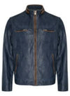 Nash Leather Jacket- Navy