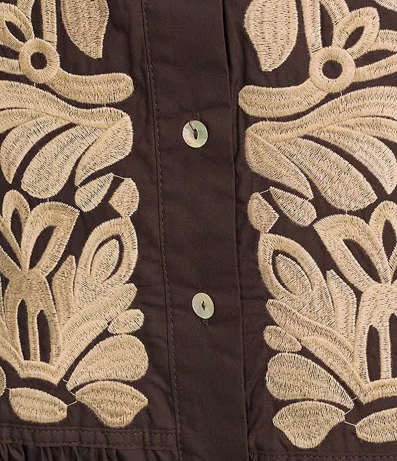 Camille Embroidered Puff Sleeve Shirt Dress