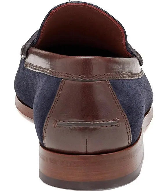 Baldwin Penny Loafer - Snuff Waxed English Suede/Navy Johnston & Murphy