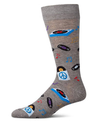 Vinyl Tunes Men`s Bamboo Crew: Med Gray Heather / 10-13