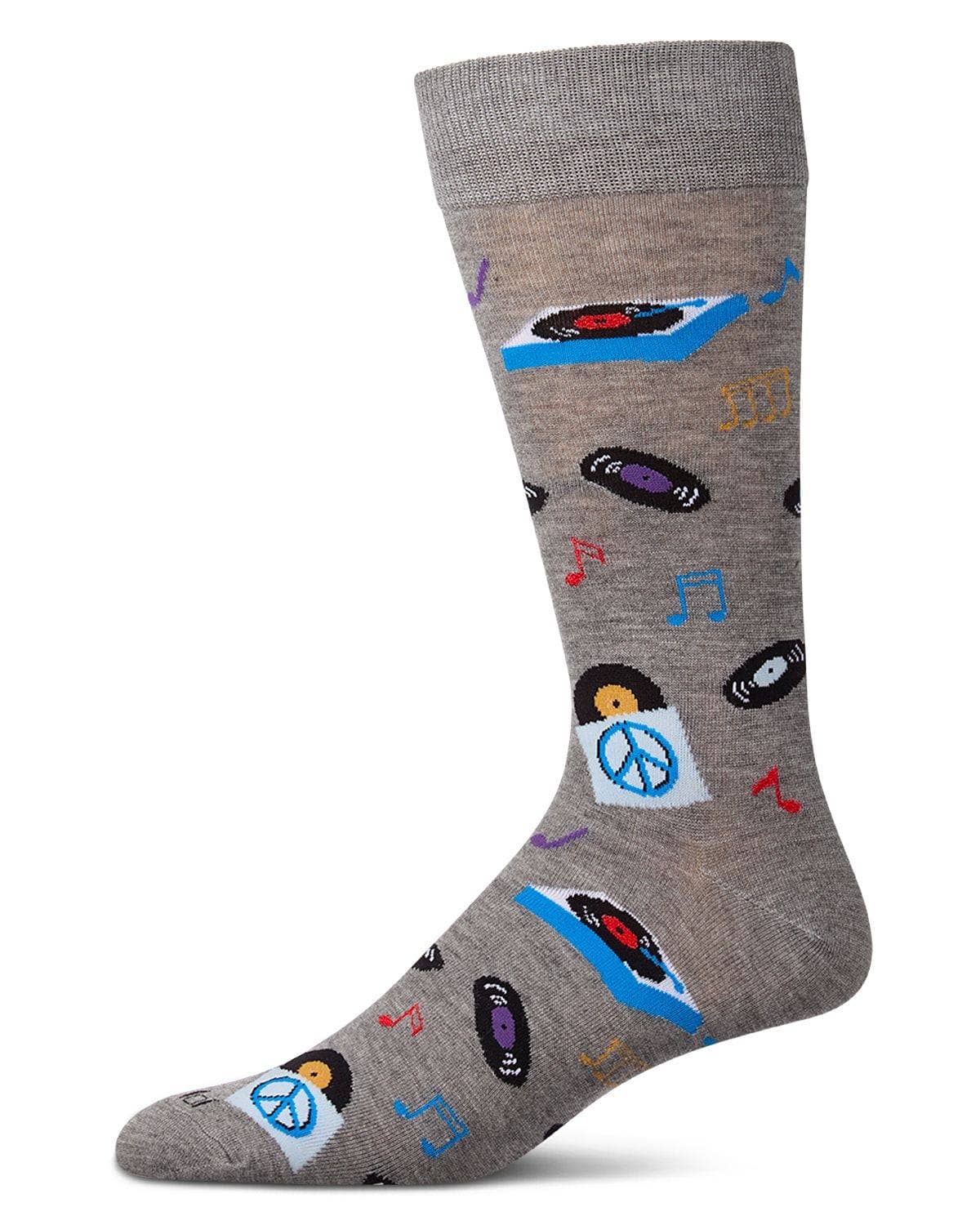 Vinyl Tunes Men`s Bamboo Crew: Med Gray Heather / 10-13