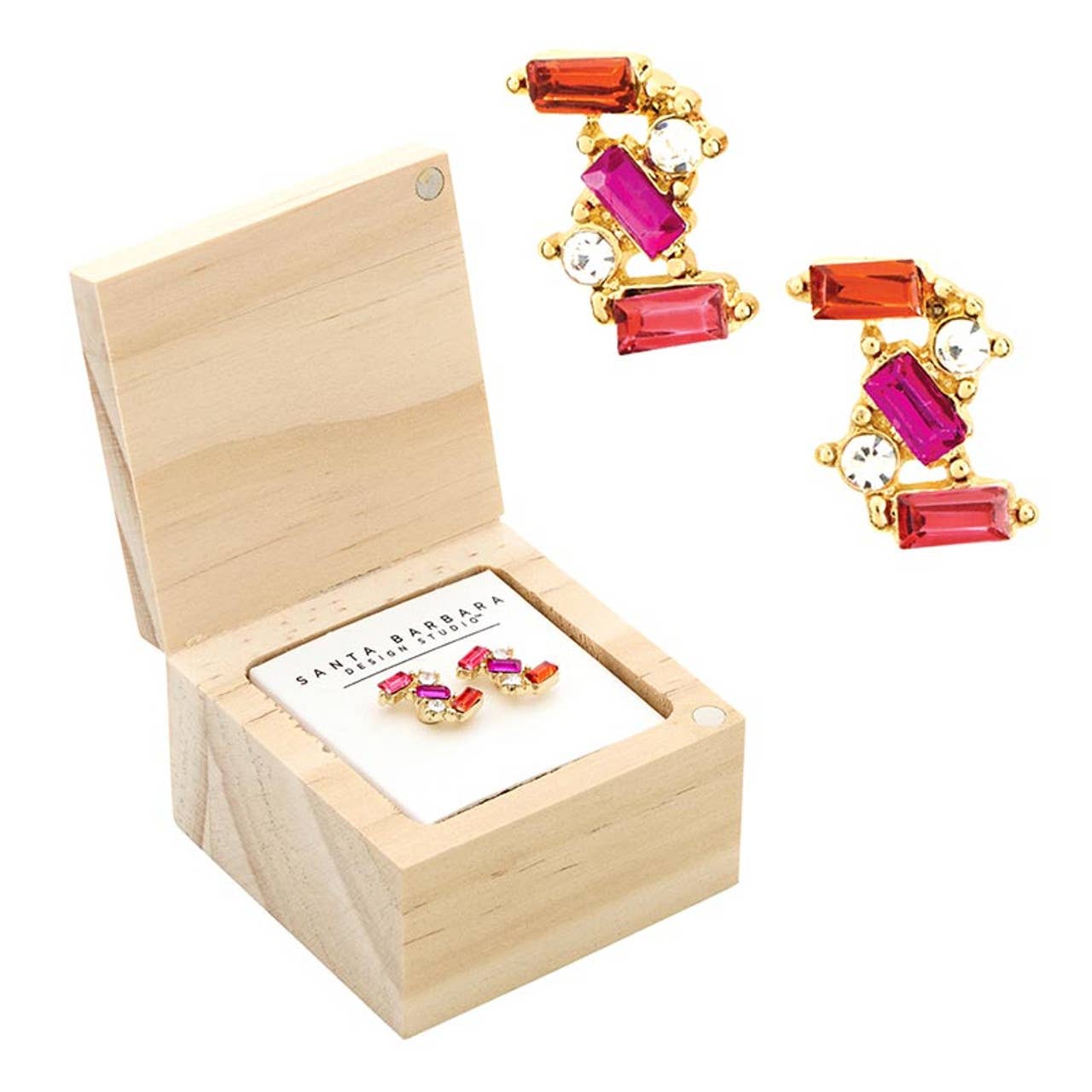 Treasure Box Earrings - Hot Pinl