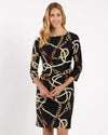 Sabine Dress Jude Cloth in Ribbons & Chains Black – front view