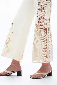 Lace Beige High Rise Pants