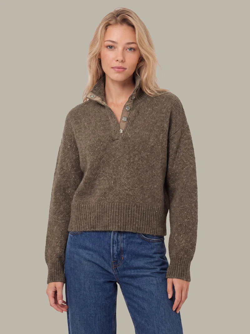 Boxy Snap Front Henley
