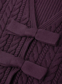 Alexandra Cable Puff Sleeve Bow Cardigan