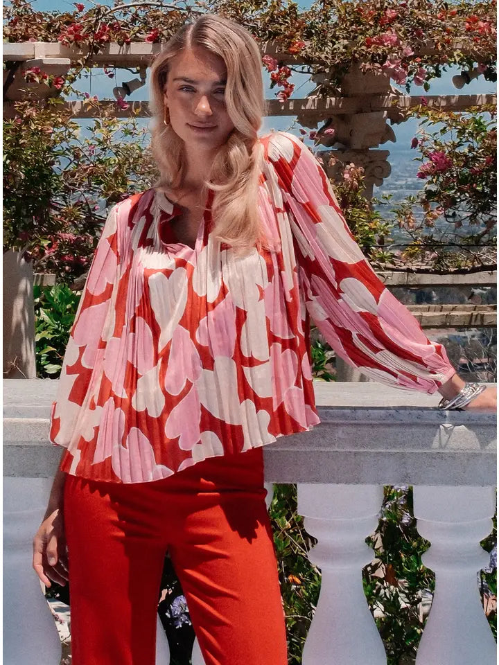 Heart Motif Pleated Blouse