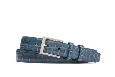 Embossed Crocodile Belt - Blue