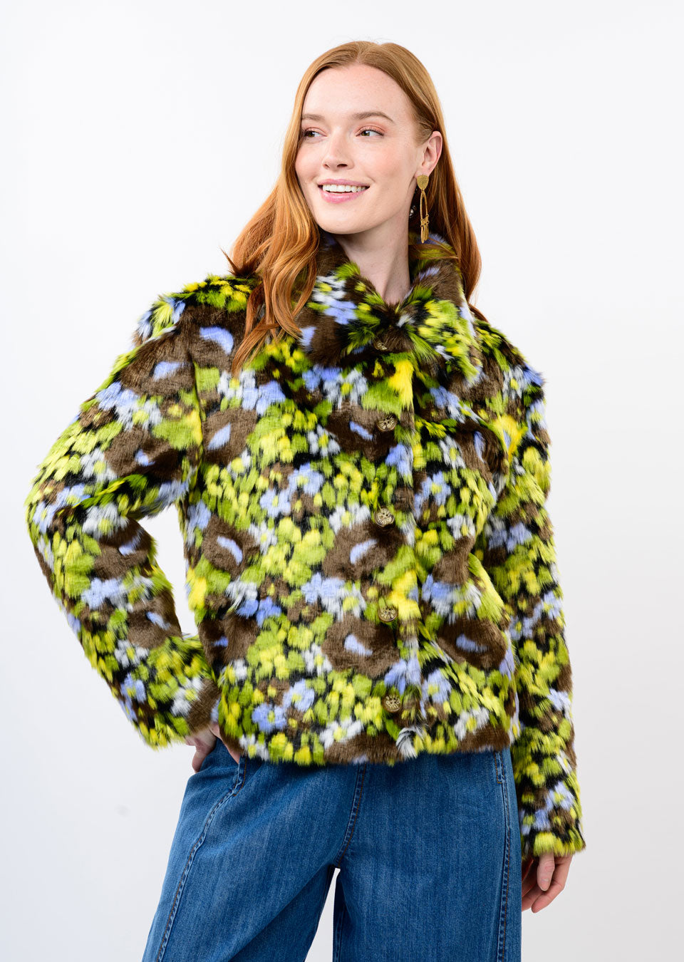 Floral Faux Fur Jacket
