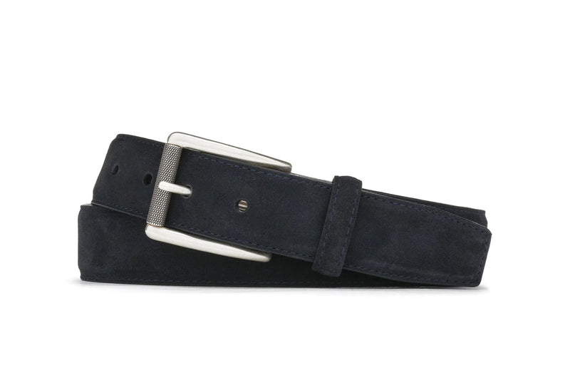 ITALIAN SUEDED CALFSKIN BELT - NAVY