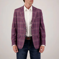 Berry Plaid Wool-Blend Sport Coat