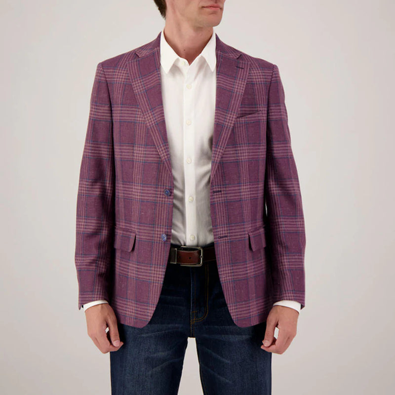 Berry Plaid Wool-Blend Sport Coat