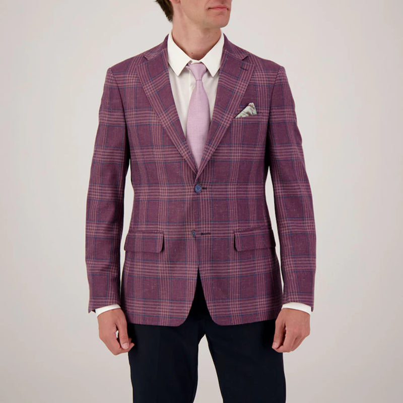 Berry Plaid Wool-Blend Sport Coat