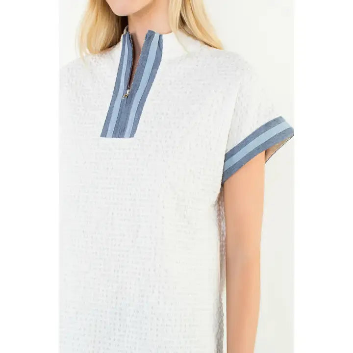 Short Sleeve Gingham Patterned Top THML