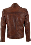 Back view: Chopa UF Leather Jacket Whiskey back view