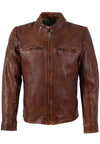 Front view: Chopa UF Leather Jacket Whiskey front view