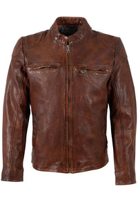 Front view: Chopa UF Leather Jacket Whiskey front view