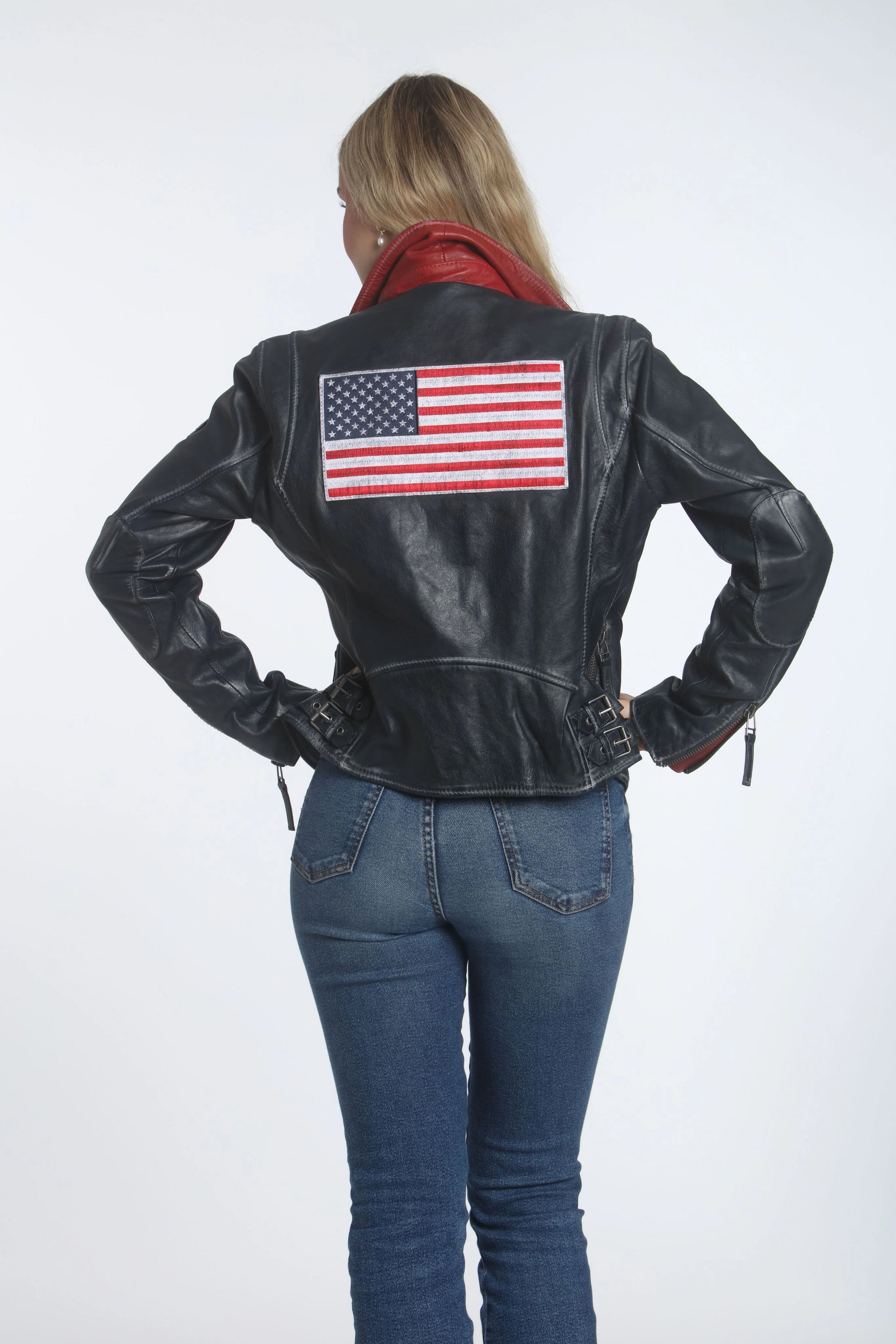 Betsy American Flag Leather Jacket