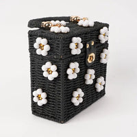 Wicker Bucket Daisy Flower Purse