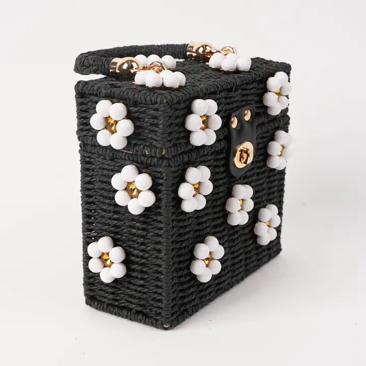 Wicker Bucket Daisy Flower Purse