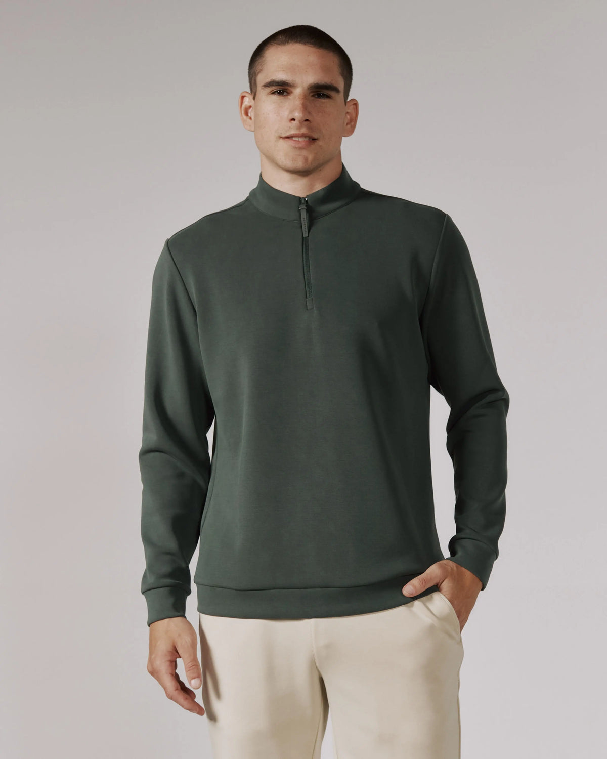 7Diamonds REV Quarter Zip Pullover Basil Green – front view