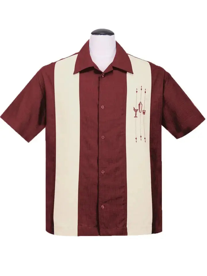 The Shake Down Retro Shirt - Burgundy/Cream Clothier to The King