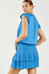Zoey  Pleated Mini Dress - Tranquil Blue