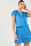 Zoey  Pleated Mini Dress - Tranquil Blue