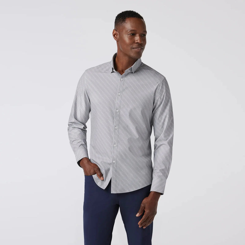 Leeward Dress Shirt - Silver Dotted Diamond (ONLINE ONLY) Mizzen + Main