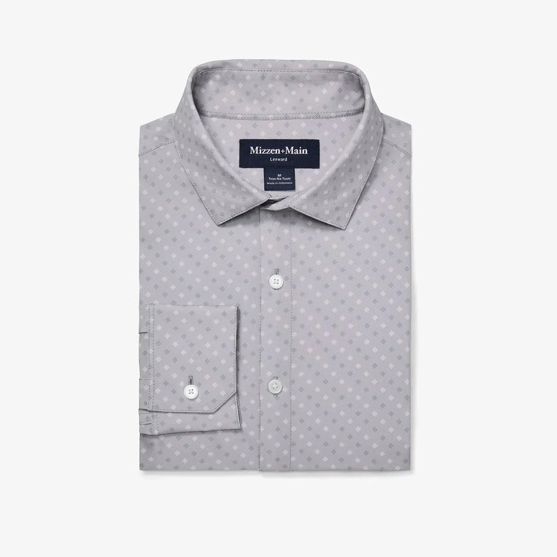 Leeward Dress Shirt - Silver Dotted Diamond (ONLINE ONLY) Mizzen + Main