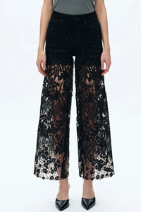 Black Lace High Rise Jeans