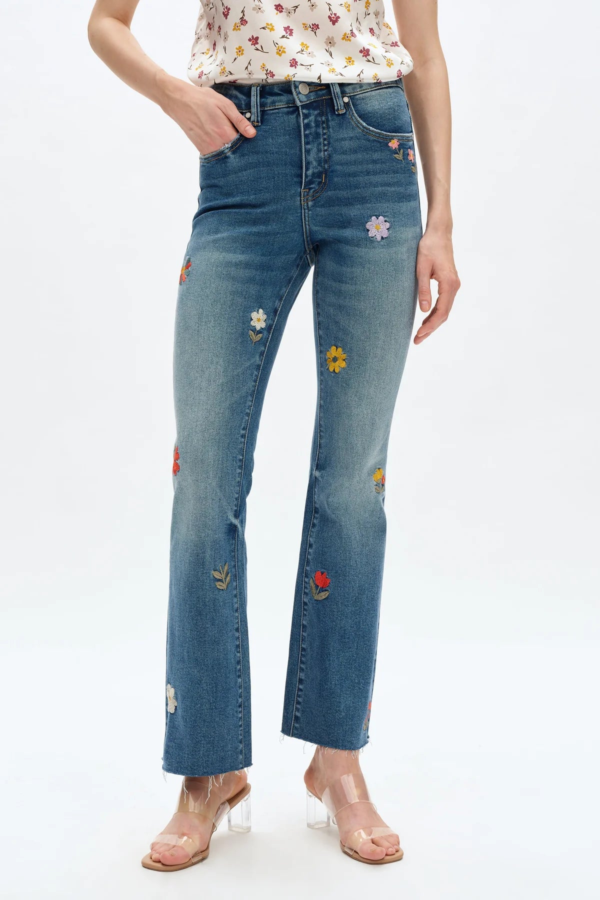 Flora Mid Rise Bootcut Jeans