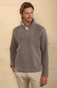 Apres Lux Chenille & Sherpa 1/4 Zip Pullover - Grey