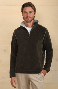 Apres Lux Chenille & Sherpa 1/4 Zip Pullover - Olive