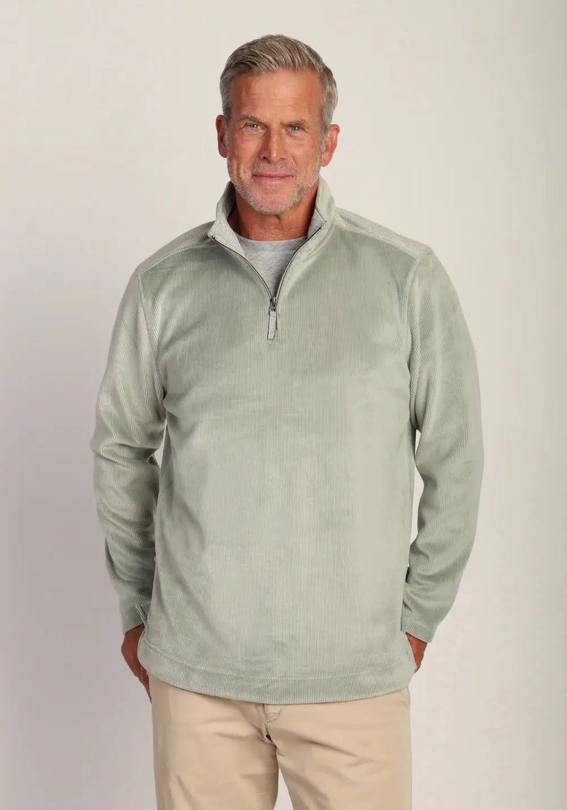 Apres Lux Sueded Cord 1/4 Zip Pullover - Sea Sage True Grit